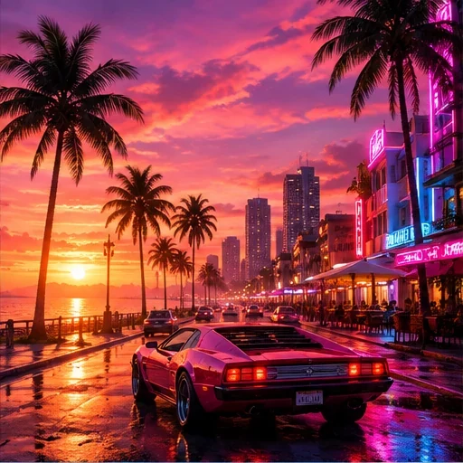Неоновый город в графической модификации